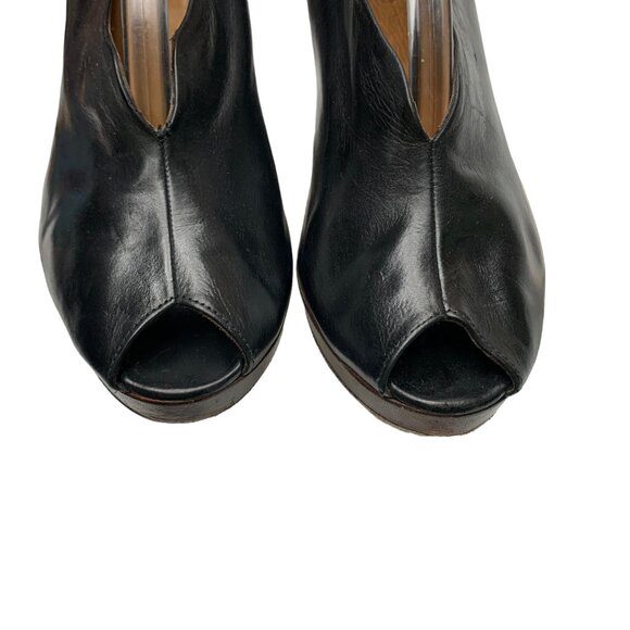 Coclico 24765 Black Leather Peep‎ Toe Ankle Wrap Heels - Picture 4 of 11